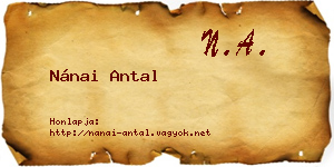 Nánai Antal névjegykártya